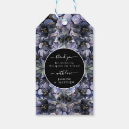 Moody Black Floral Classic Thank You Chic Wedding Geschenkanhänger