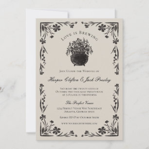 Moody Black Floral Gothic Wedding Einladung