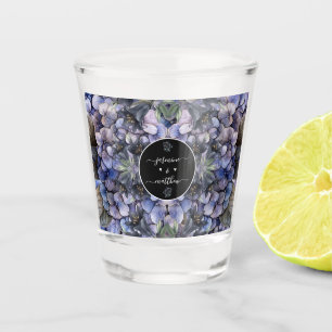 Moody Black Floral Klassische Paarnamen Hochzeit Schnapsglas