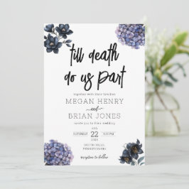 Moody Black Floral Till Death Do Us Part Wedding Einladung