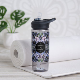 Moody Black Florale Klassische Paar-Namen Hochzeit Trinkflasche