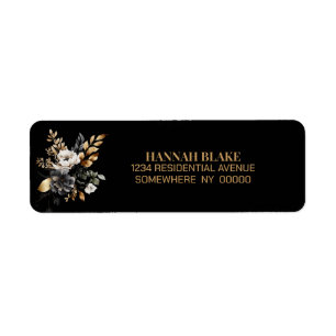 Moody Black Gold Floral Rücksendeadresse
