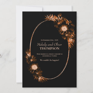 Moody Black mit Burnt Orange Floral Post Wedding Ankündigung