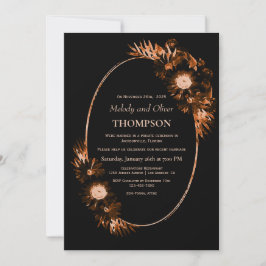 Moody Black mit Burnt Orange Floral Wedding Einladung