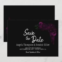 Moody Black mit Pink Floral Wedding Save the Date