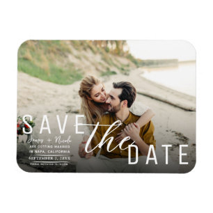Moody Black Overlay Foto Save the Date Hochzeit Magnet