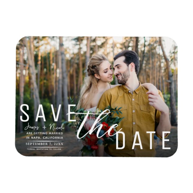 Moody Black Overlay Foto Save the Date Hochzeit Magnet (Horizontal)