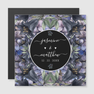 Moody Black Rose Couple Name Hochzeit Magnetkarte