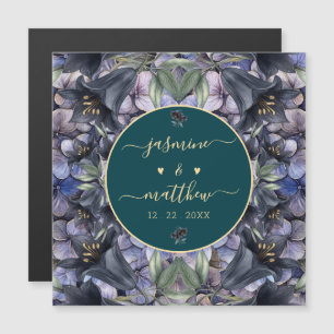Moody Black Rose Paarname Hochzeit Magnetkarte