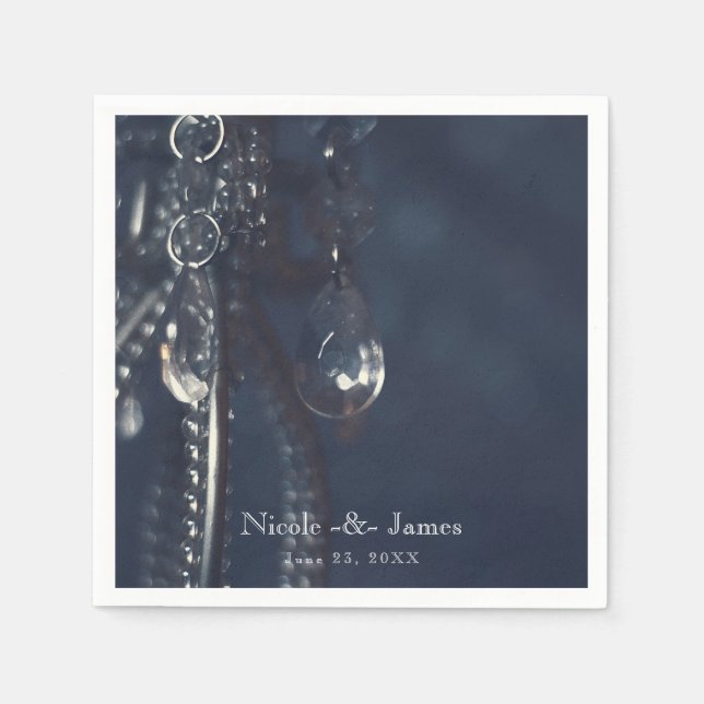 Moody Blue Crystal Chic Hochzeitsempfang Serviette (Vorderseite)