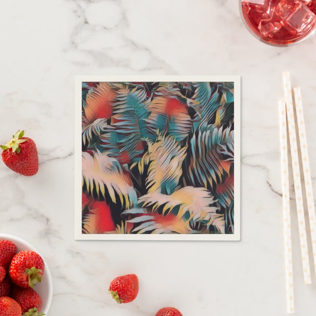 Moody Blue Fern Blätter Botanische Dekoupage Serviette (Beispiel)