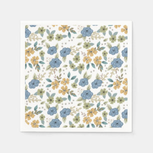 Moody Blue Floral Party Paper Napkin Serviette