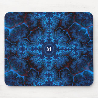 Moody Blue Fraktal Filigree mit Ihrem Monogramm Mousepad