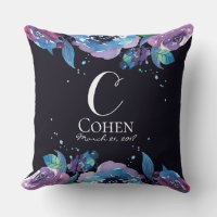 Moody Blue Lila Floral Monogram