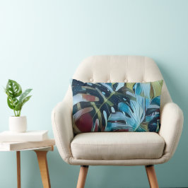 Moody Blue Monstera Verlasse botanisches Thema Lendenkissen
