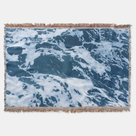 Moody Blue Ocean Waves Decke