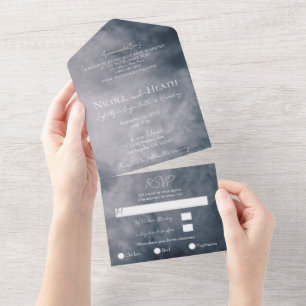 Moody Blue Sky Clouds Celestial Wedding All In One Einladung