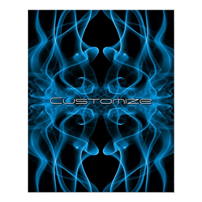 Moody Blue Smoke Custom Abstract Art Poster (Vorderseite)