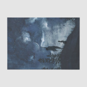 Moody blue watercolor moddess decoupage seidenpapier