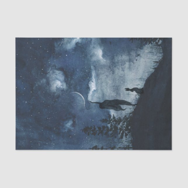 Moody blue watercolor moddess decoupage seidenpapier (Vorderseite)