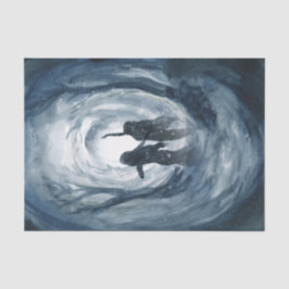 Moody blue watercolor Moon goddesses decoupage Seidenpapier