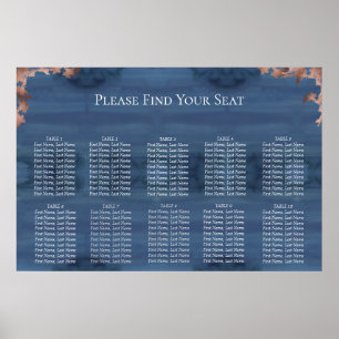 Moody Blue Wedding Seating Chart Poster