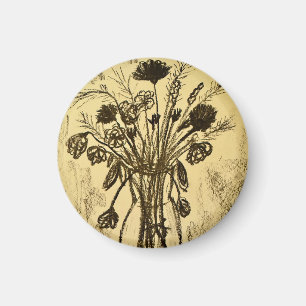 Moody-Blume in einer Vase-Holzkohlezeichnung Magnet
