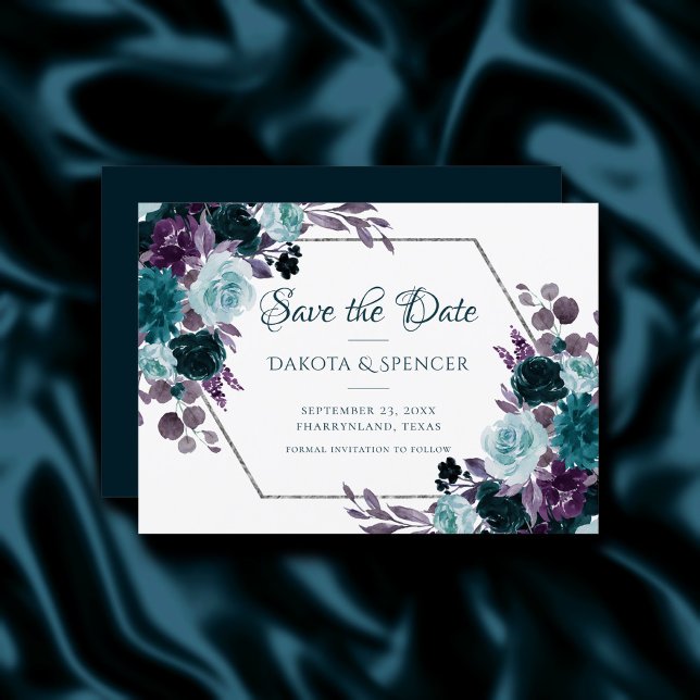 Moody Boho | Aquamarine Türkisblume Save The Date (Von Creator hochgeladen)