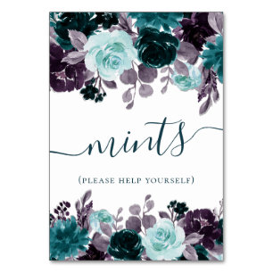 Moody Boho   Aquamarine türkisfarbene und Lila Lec Tischnummer