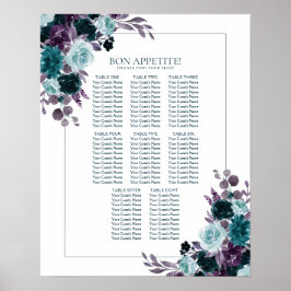 Moody Boho | Aquamarine und Lila 10 Sitzplakette Poster