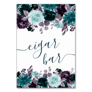 Moody Boho Aquamarine und Lila Garland Bar Tischnummer