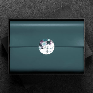 Moody Boho Aquamarine und türkisfarbene Flora Vi Runder Aufkleber