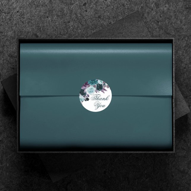 Moody Boho | Aquamarine und türkisfarbene Flora Vi Runder Aufkleber (Von Creator hochgeladen)