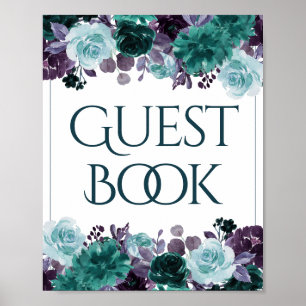 Moody Boho Aquamarines türkisfarbenes Floral Gue Poster