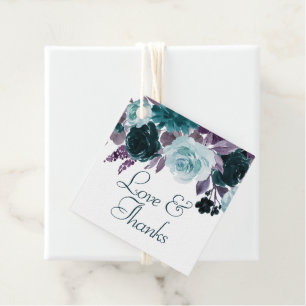 Moody Boho Blaugrüne und Türkise Blumen Dankesch Geschenkanhänger