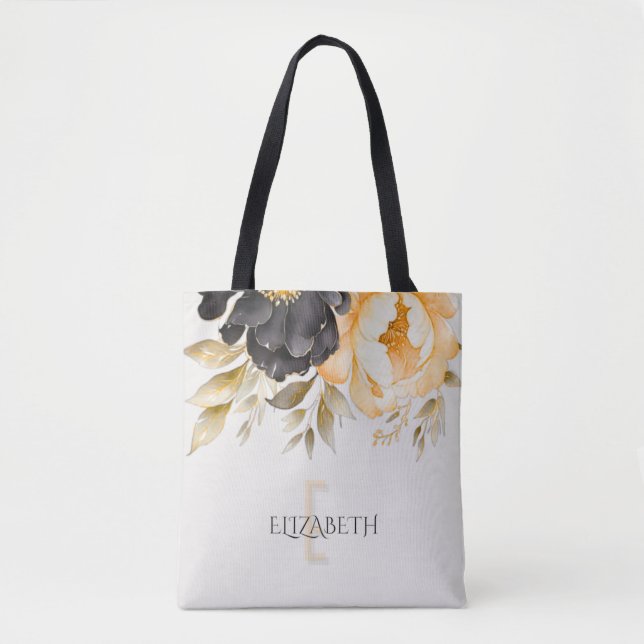 Moody Boho Blue und Beige Custom Tote Bag (Vorderseite)