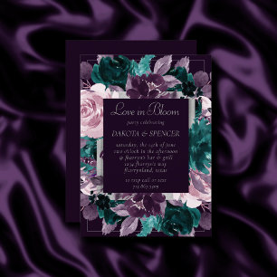 Moody Boho Dark Eggplant Lila Blumendusche Einladung