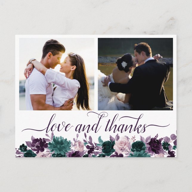 Moody Boho | Eggplant Lila 2 Foto Vielen Dank Postkarte (Vorderseite)