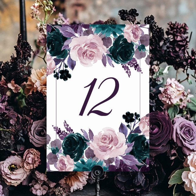 Moody Boho | Eggplant Lila Mauve Floral Party Tischnummer (Von Creator hochgeladen)