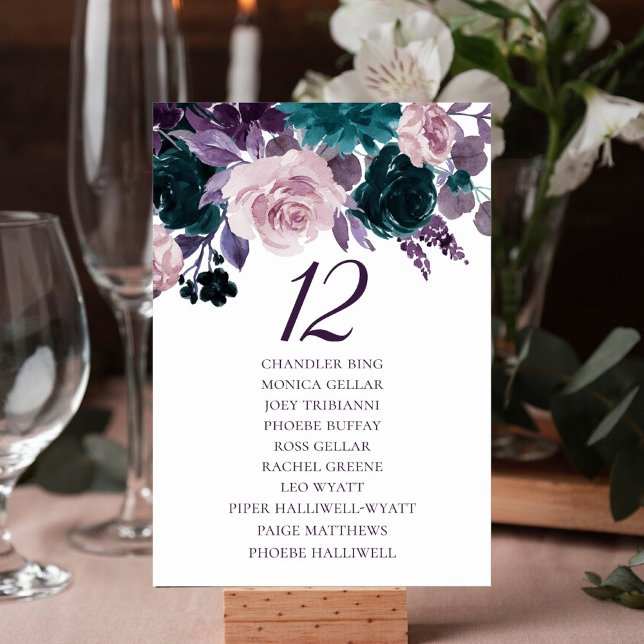 Moody Boho | Eggplant Lila Wedding Guest Names Tischnummer (Von Creator hochgeladen)