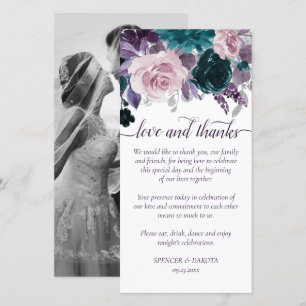 Moody Boho   Foto für Lila und Aquamarine Rose Dankeskarte