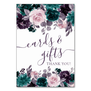Moody Boho Geschenk für Lila und Aquamarine Rose Tischnummer