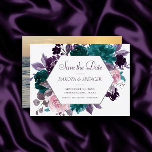 Moody Boho   Lila Blumenrahmen Save The Date