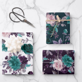 Moody Boho | Lila dunkles Muster der Äggpflanze Geschenkpapier Set