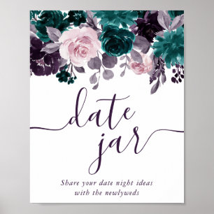 Moody Boho Lila und Aquamarin Datum Jar. Poster