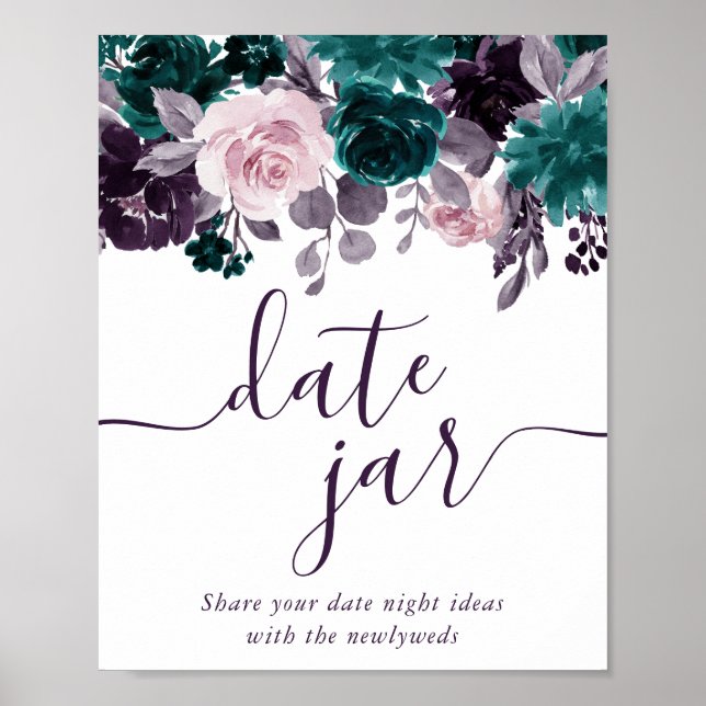 Moody Boho | Lila und Aquamarin Datum Jar. Poster (Vorne)