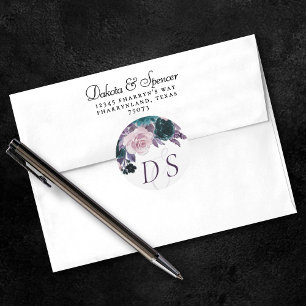 Moody Boho   Save the Date Aquamarin Lila Eggpflan Runder Aufkleber