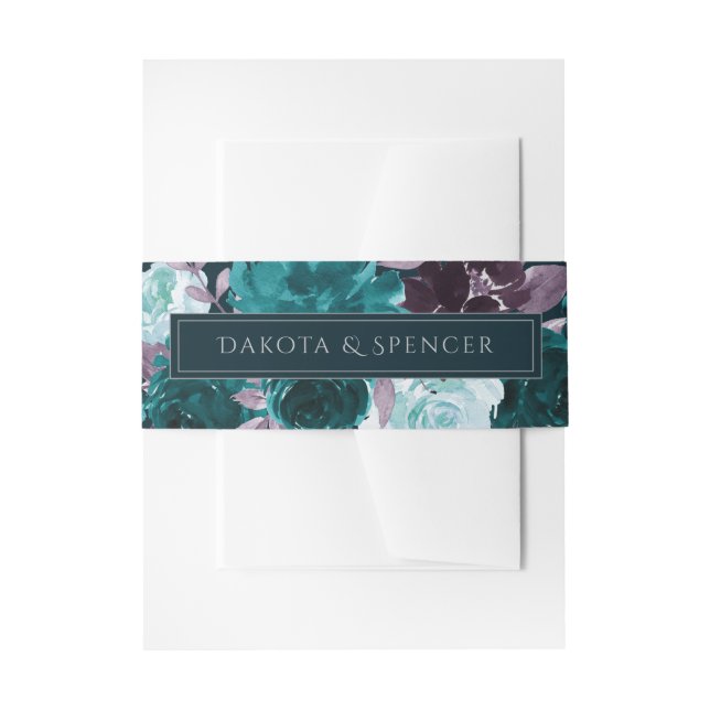 Moody Boho | Tief Aquamarin Türkis Lila Garland Einladungsbanderole (Vorderseite Beispiel)