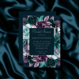 Moody Boho   Tief Aquamarin türkisfarbene Lila Dus Einladung