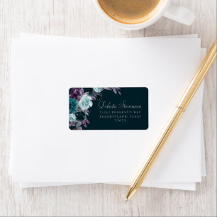 Moody Boho   Tiefblaue und violette Bouquet-Adress Adressaufkleber